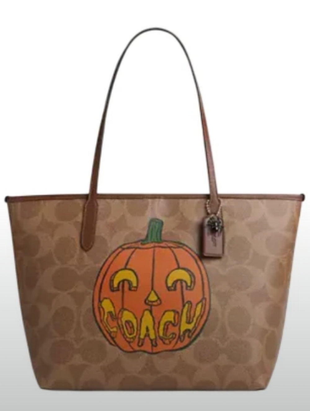 Coach-City Tote Bag Signature Canvas  Pumpkin Print 🎃 - Picture 2 of 9